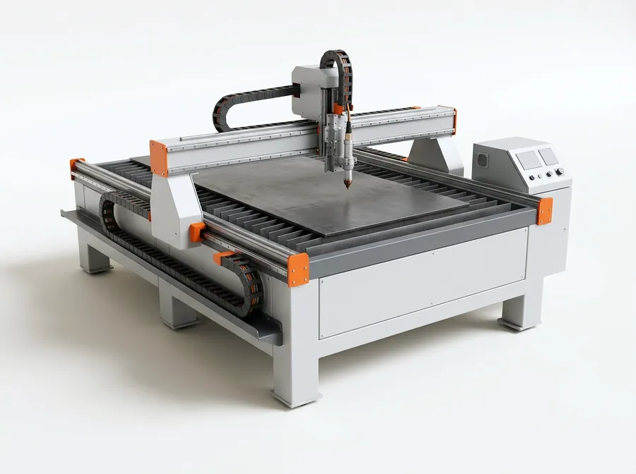 CNC plasma cutting table with gantry and torch